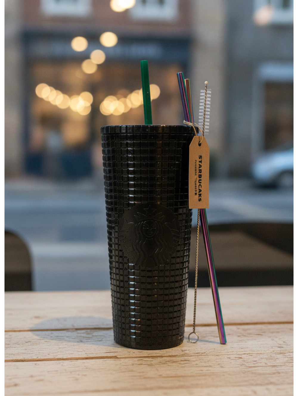 Starbucks Emerald Green Textured 24oz Tumbler with Straw and Cleaning Brush